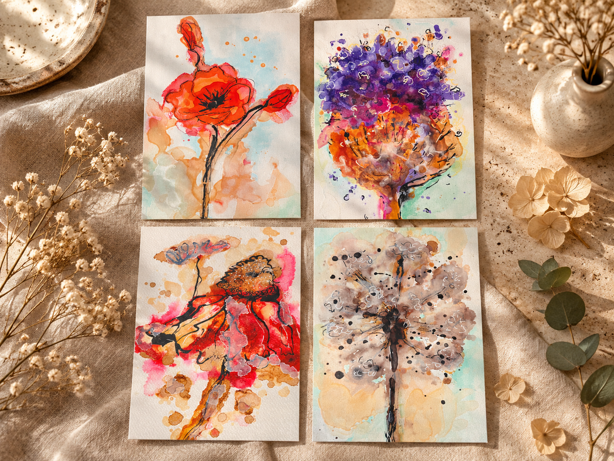 Set van 4 Kunstkaarten
