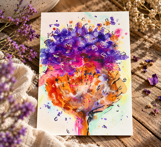 Kunstkaart Paarse Omarming A5 formaat